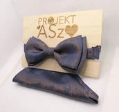 Krawaty i muchy męskie - Mucha granatowo-brązowa kameleon Solo lub Komple - miniaturka - grafika 1