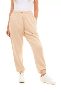 Spodnie damskie - M17 Damskie spodnie do biegania z recyklingu, ponadwymiarowe spodnie dresowe z mankietami, spodnie wypoczynkowe, elastyczne spodnie do jogi, treningu, dresy z kieszeniami, KAMIEŃ, M - grafika 1