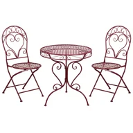 Meble ogrodowe - Beliani zestaw mebli balkonowych ALBINIA Metal Burgundowy - miniaturka - grafika 1