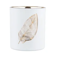 Świeczniki - Świecznik szklany liść 7 x 8 cm biało-złoty - miniaturka - grafika 1