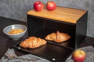 Chlebak Stalowy Z Drewnianą Pokrywą 2707 Lumarko! - Chlebaki - miniaturka - grafika 3
