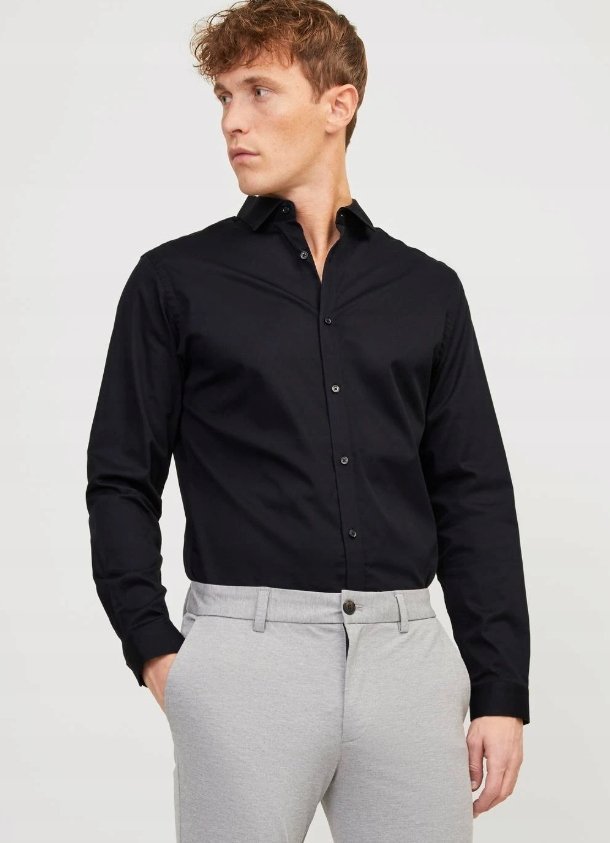 JACK & JONES KOSZULA MĘSKA ELEGANCKA CZARNA XL 17BA