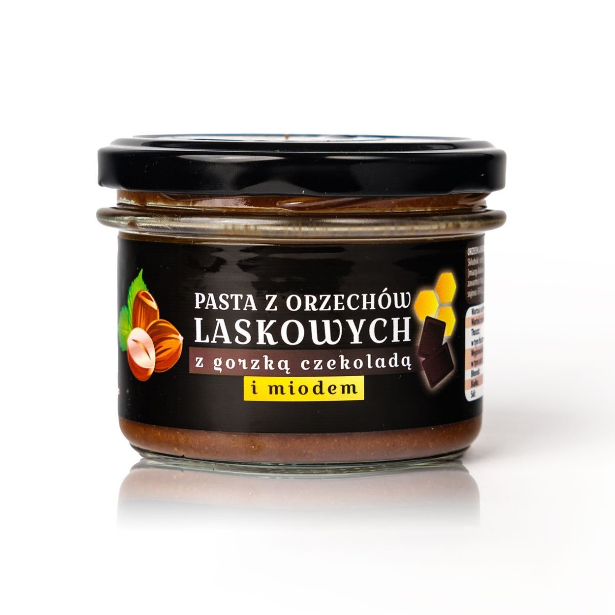 Pasta z orzechów laskowych z gorzką czekoladą i miodem 180g