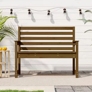 vidaXL Ławka ogrodowa, miodowa, 109x48x91,5 cm, lite drewno sosnowe - Ławki ogrodowe - miniaturka - grafika 1