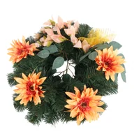 Sztuczne kwiaty - Stroik cynia 50 cm pomarańczowy - miniaturka - grafika 1