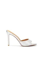 Klapki i japonki damskie - Srebrne klapki na wysokiej szpilce - miniaturka - grafika 1