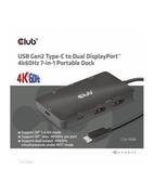 Huby USB - club 3d Club3D CSV-1598 USB Gen2 Type-C to Dual DisplayPort™ 4k60Hz 7-in-1 Portable Dock - miniaturka - grafika 1