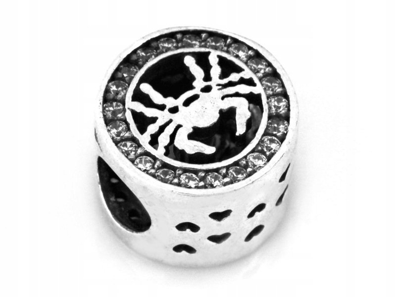 Srebrna przywieszka 925 beads do bransoletki rak z cyrkoniami 2.57g modna