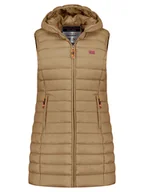 Kamizelki damskie - Geographical Norway Kamizelka pikowana "Vatikolor" w kolorze jasnobrązowym - miniaturka - grafika 1