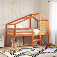 Łóżka dla dzieci i młodzieży - Wysokie łóżko z dachem, woskowy brąz, 90x200 cm, drewno sosnowe Lumarko! - miniaturka - grafika 1