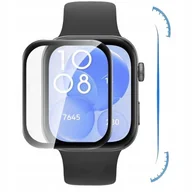 Akcesoria do smartwatchy - Bizon Szkło hybrydowe Glass Watch Edge Hybrid dla Huawei Watch Fit 3, czarne - miniaturka - grafika 1