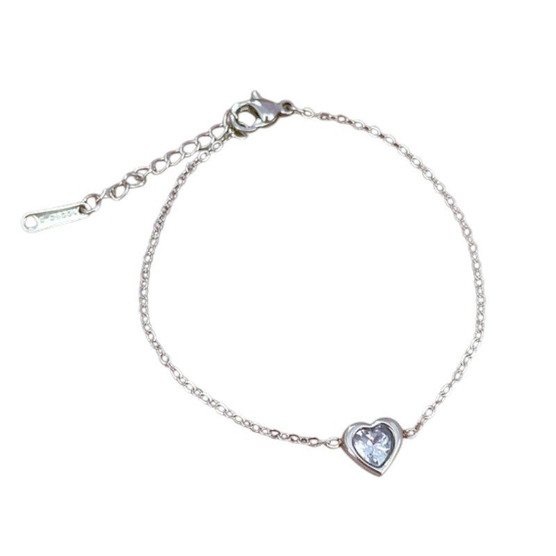 Bransoletka damska z sercem srebrny 19 cm