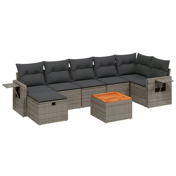Modułowy zestaw mebli ogrodowych szary z rattanem PE, wymiary 62x62x69 cm