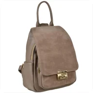 Torebki damskie - Plecak skórzany włoski taupe brąz Borse in Pelle z klapą zamszową - miniaturka - grafika 1