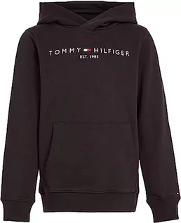 Bluzy dla dziewczynek - Tommy Hilfiger Bluza dziecięca Unisex Essential Hoodie z kapturem, Czarny, 10 lat - grafika 1