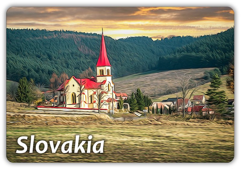 SŁOWACJA - Krajobraz - Lasy - Kościół - Magnes na lodówkę