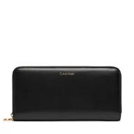 Portfele - Duży Portfel Damski Calvin Klein Ck Large Zip Around LV04F1093G Czarny - miniaturka - grafika 1