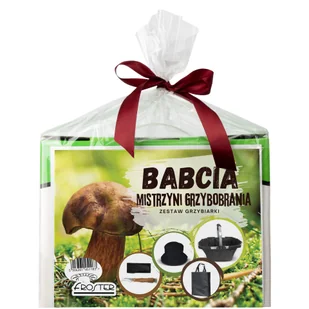 Zestaw Grzybiarki dla Babci- kosz do grzybów, nóż do grzybów, czapka, torba - Księgarnia OUTLET - miniaturka - grafika 1