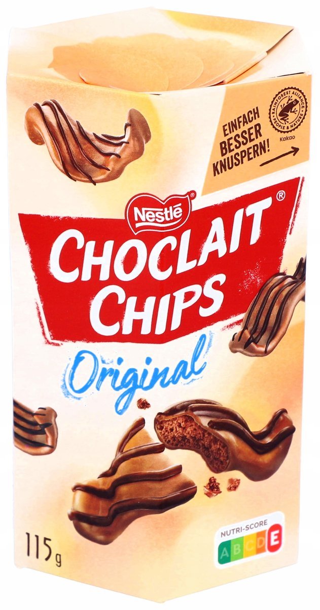 NESTLE czekoladki, chrupiące chipsy 115g Made in Germany (termin 10.2025)