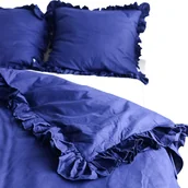 Pościel - Poszewka Pościel Na Kołdrę Z Falbanką Granatowa 140X200 Cm - miniaturka - grafika 1