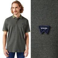 Koszulki męskie - Wrangler POLO SHIRT Dusty Olive ZIELONA BAWEŁNIANA POLÓWKA MAŁE LOGO 3XL - miniaturka - grafika 1