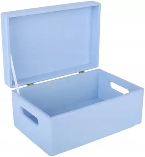 Drewniane pudełko skrzynka z wiekiem i uchwytami, 30x20x14 cm, niebieskie, do decoupage dokumentów zabawek narzędzi - Pudełka i szkatułki - miniaturka - grafika 1