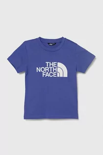 Koszulki dla chłopców - The North Face t-shirt dziecięcy EASY TEE kolor fioletowy z nadrukiem - grafika 1