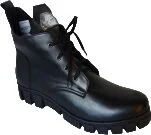 Botki damskie - BnW czarne skórzane BOTKI TRAPERY sznurowane, ocieplane - miniaturka - grafika 1