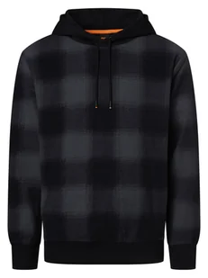 BOSS Orange Męska bluza z kapturem Mężczyźni Bawełna niebieski w kratkę, S - Bluzy męskie - miniaturka - grafika 1