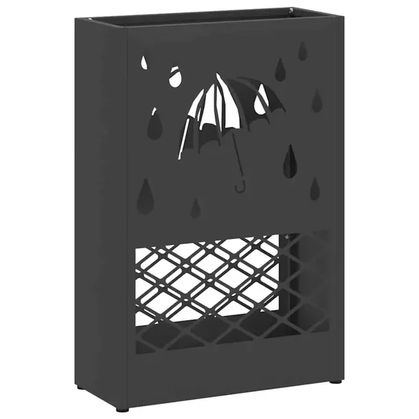Stojak na parasol z przechowywaniem Czarny 28 x 12 x 41 cm Stal