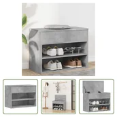 Szafki na buty - The Living Store Ławka na buty betonowa szara 60x30x45 cm Materiał drewnopochodny - miniaturka - grafika 1