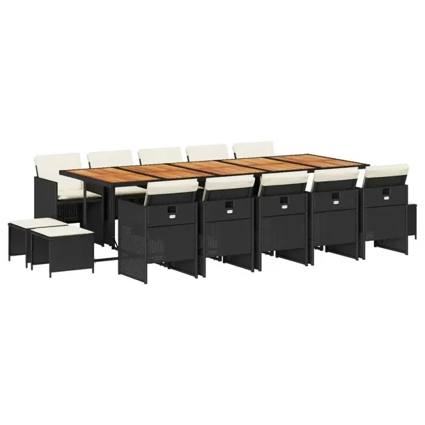 Zestaw mebli ogrodowych 275x106x73 cm, czarno-brązowy, rattan PE