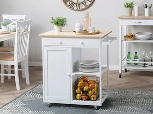 Beliani Wózek kuchenny biały TRAPANI - Wózki kuchenne - miniaturka - grafika 1