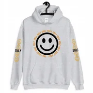 Bluzy damskie - Bluza Szara Damska Kaptur Emoji Face Smile - Xl - miniaturka - grafika 1