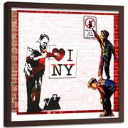 Plakaty - Obraz w ramie brązowej FEEBY, Banksy - I love New York 40x40 - miniaturka - grafika 1