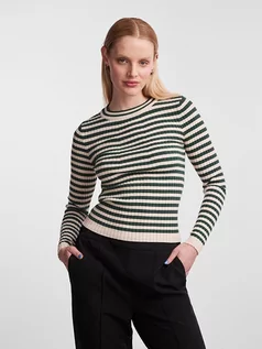 Swetry damskie - Pieces Sweter w kolorze beżowo-oliwkowym - grafika 1
