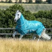 Derki dla konia - Bucas Derka siatkowa z kołnierzem FREEDOM - aqua - miniaturka - grafika 1