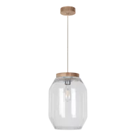 Lampy sufitowe - Britop Loftowa LAMPA wisząca VASO 169010174 szklana OPRAWA skandynawski ZWIS słoik przezroczysty drewno przezroczysty drewno - miniaturka - grafika 1