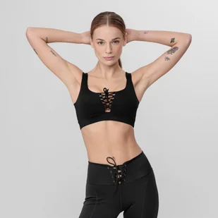 Biustonosz treningowy GUESS AGATHA ACTIVE BRA - czarny - Bielizna sportowa damska - miniaturka - grafika 1