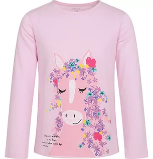Bluzki dla dziewczynek - T-shirt z długim rękawem dla dziewczynki, z koniem, różowy, 2-8 lat - grafika 1