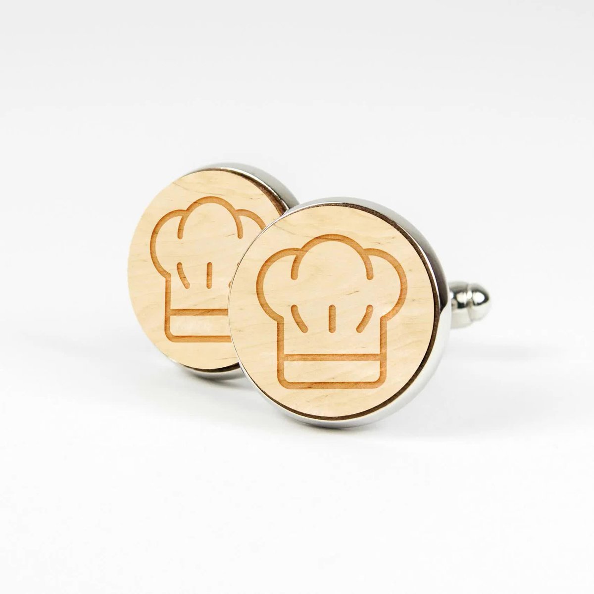 Spinki do mankietów drewniane - Czapka kucharska
