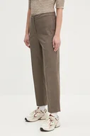 Spodnie damskie - Tommy Hilfiger spodnie damskie kolor brązowy proste high waist WW0WW42951 - miniaturka - grafika 1