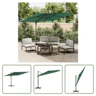 Parasole ogrodowe - The Living Store Parasol wiszący z aluminiowym słupkiem - 300x300 cm - zielony - Parasol Wiszący - miniaturka - grafika 1