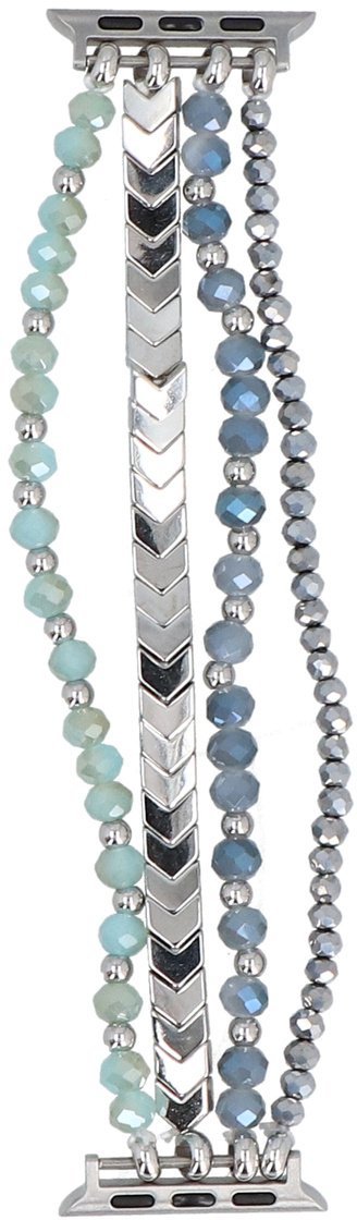 GlacierX bransoleta do smartwatcha Multi Strand Beaded Bracelet Crystal Blue do Apple Watch 38/40/41mm Srebrno-niebieska