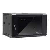Szafy rack - Szafa wisząca 19" netrack, 6u/600x450mm – czarny, drzwi szklane, otwierane boki - miniaturka - grafika 1