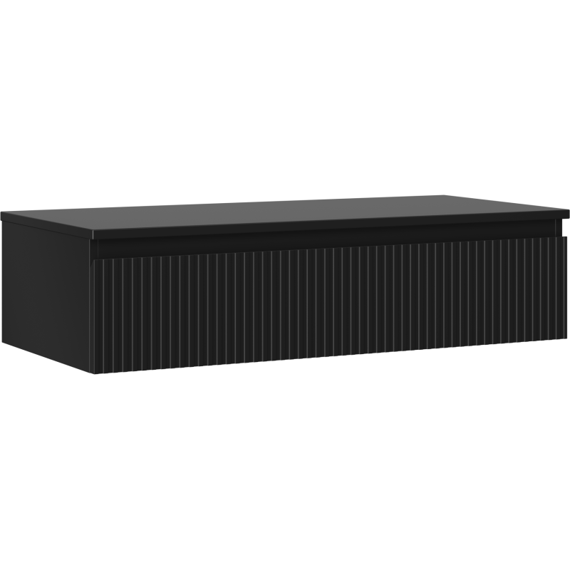 Mexen Rivel szafka łazienkowa podumywalkowa 100 cm z blatem, 1 szuflada, ryflowana , czarna mat - 91A20-10023-1-BFC71