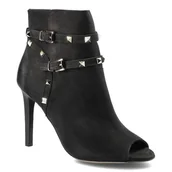 Botki damskie - Czarne Botki Carinii Damskie Eleganckie Obuwie - miniaturka - grafika 1