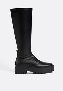 Stradivarius Wysokie płaskie kozaki Czarny 37 - Kozaki damskie - miniaturka - grafika 1