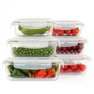 6x Pojemnik na żywność szklany zestaw pojemniki szklane do żywności lodówki - Pojemniki kuchenne - miniaturka - grafika 1