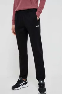 Spodnie damskie - Hummel spodnie dresowe kolor czarny melanżowe - grafika 1